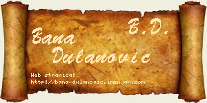 Bana Dulanović vizit kartica